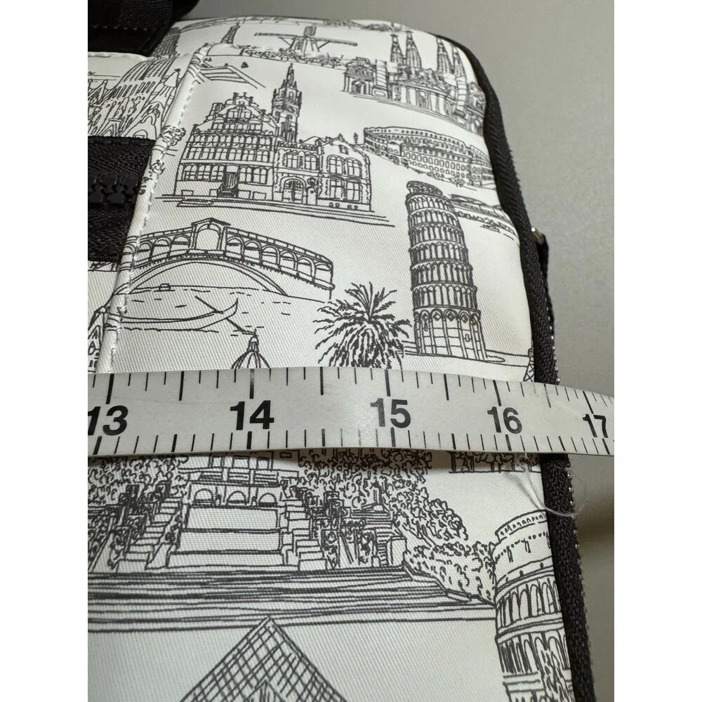 Parfois Laptop Bag Paris Monuments Print Black White Soft Side School Work